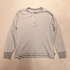 Woolrich Mens Lightweight Stretch Cotton Henley Thermal L Gray Waffle Knit LS