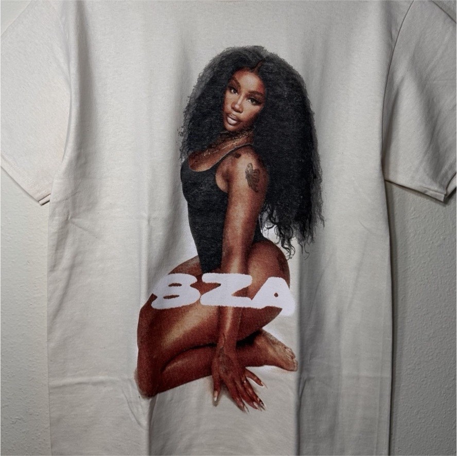 Men’s M White SZA Graphic Print Cotton Knit Crew Neck Short Sleeve T-Shirt