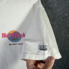Vintage Hard Rock Cafe Shirt Mens Large White 90s Beverly Hills Art California