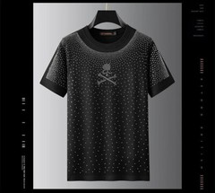 New Fashion Skull Trend Rhinestone Summer Short Sleeve Luxury Men T-Shirt