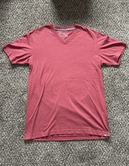 Eddie Bauer Men TM Red V-Neck Short Sleeve T-Shirt