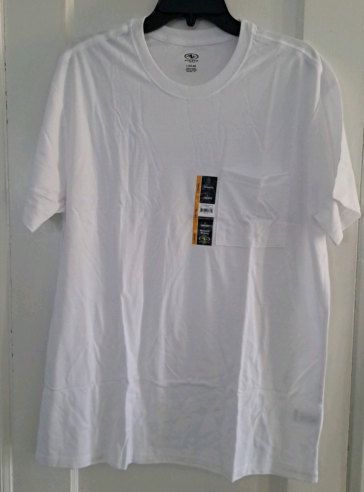 Mens Driworks Moisture Wicking White Pocket T-shirt Size Large (42-44)