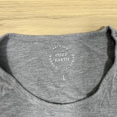 Cozy Earth Bamboo Lounge Pocket T-Shirt Tee Mens Size L Crew Neck Gray