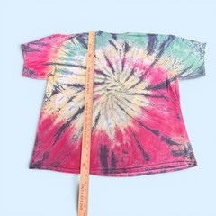 DOM Peace Sign Embroidered Tie Dye T-Shirt Men XL Multi Color Spiral Graphic Tee