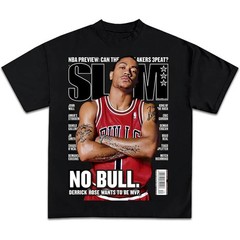 Slam Magazine Derrick Rose Casual Graphic Print Short Sleeve Crew Neck T-Shirt