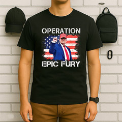 Operation Epic Fury Trump American Flag T-Shirt Unisex