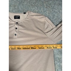 Cuts Henley Curvew-Hem Long Sleeve Shirt Mens XL Tan Stretch Casual Top