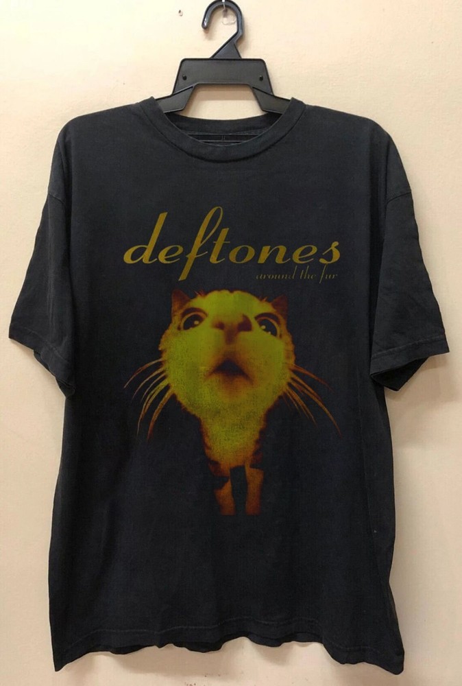 Hot! Deftones Around The Fur Cat Graphic Unisex Black T-shirt, Size S-5XL