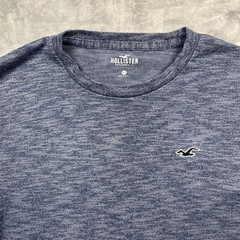 Hollister Crewneck Shirt Mens Blue Marled Long Sleeve Logo Knit Top XS
