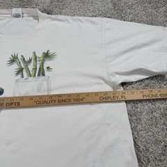 Anvil Shirt Mens 2XL White Panda Bamboo Pocket Graphic Back Print Tee Cute
