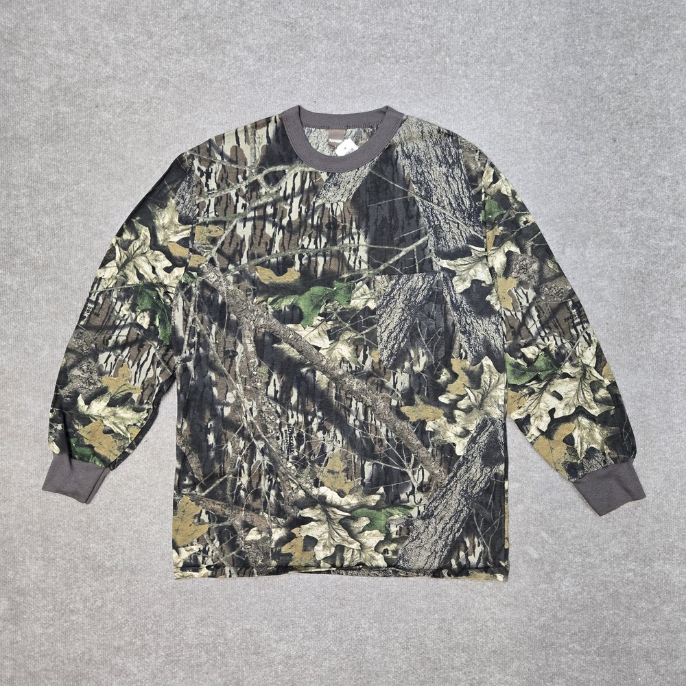 Men’s Vintage Mossy Oak Camo AOP Long Sleeve Shirt Size L Ranger USA Made 90s