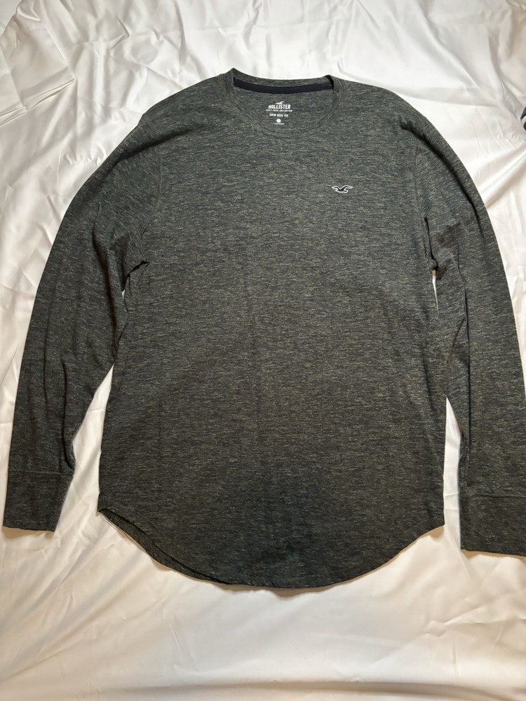 Hollister Must-Have Collection Men’s L Gray/green Heathered Logo Crew Neck Tee