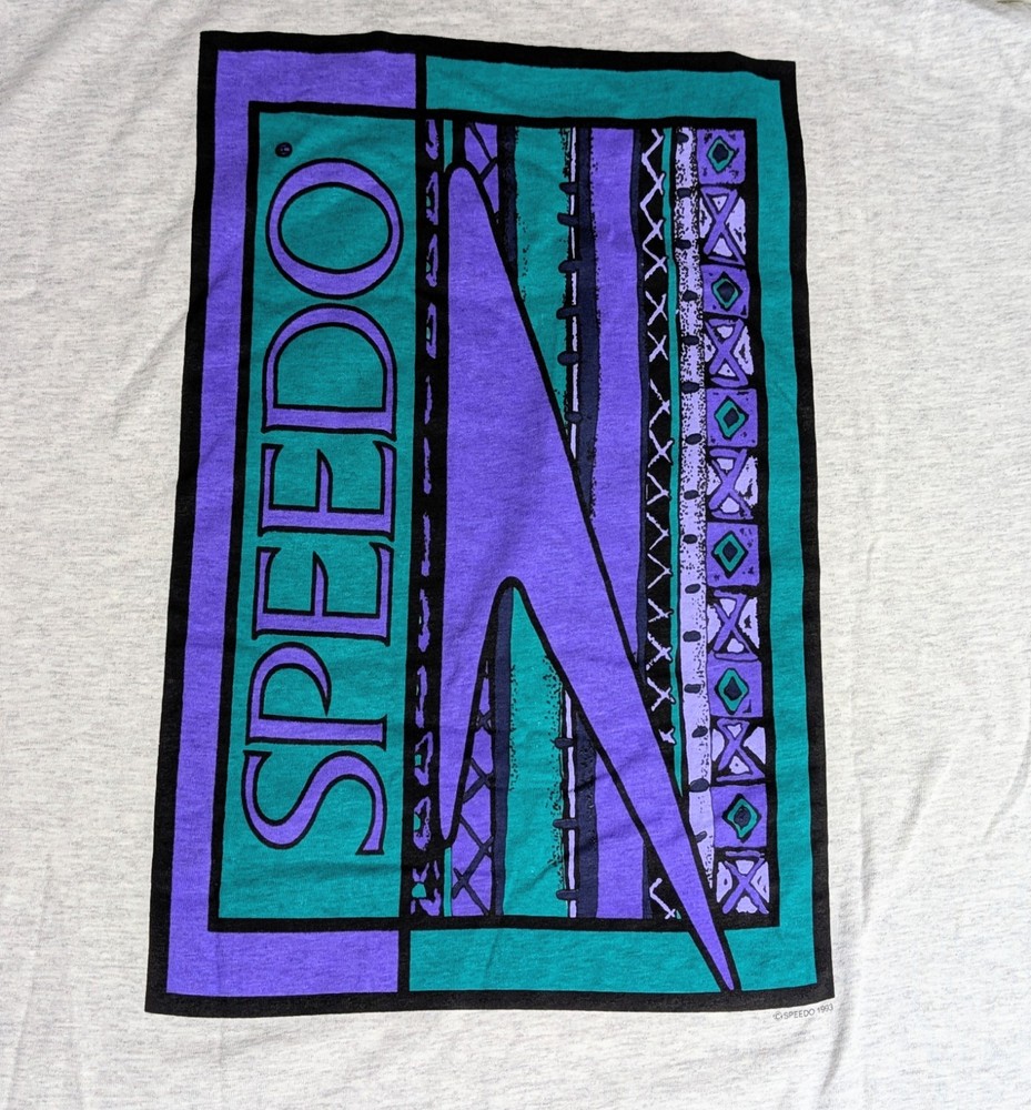 Vintage Speedo 1993 Logo Swim Surf Gray Men’s XL Shirt Single Stitch Sleeves USA