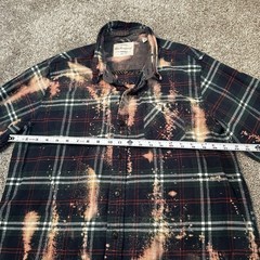 Custom Bleached Flannel Kurt Cobain Nirvana Patch Shirt Grunge Distressed XL