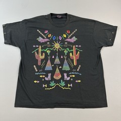 Vintage PGB Gepetto Shirt Mens 2XL Black Southwestern Beaded Gem Studded Art Tee