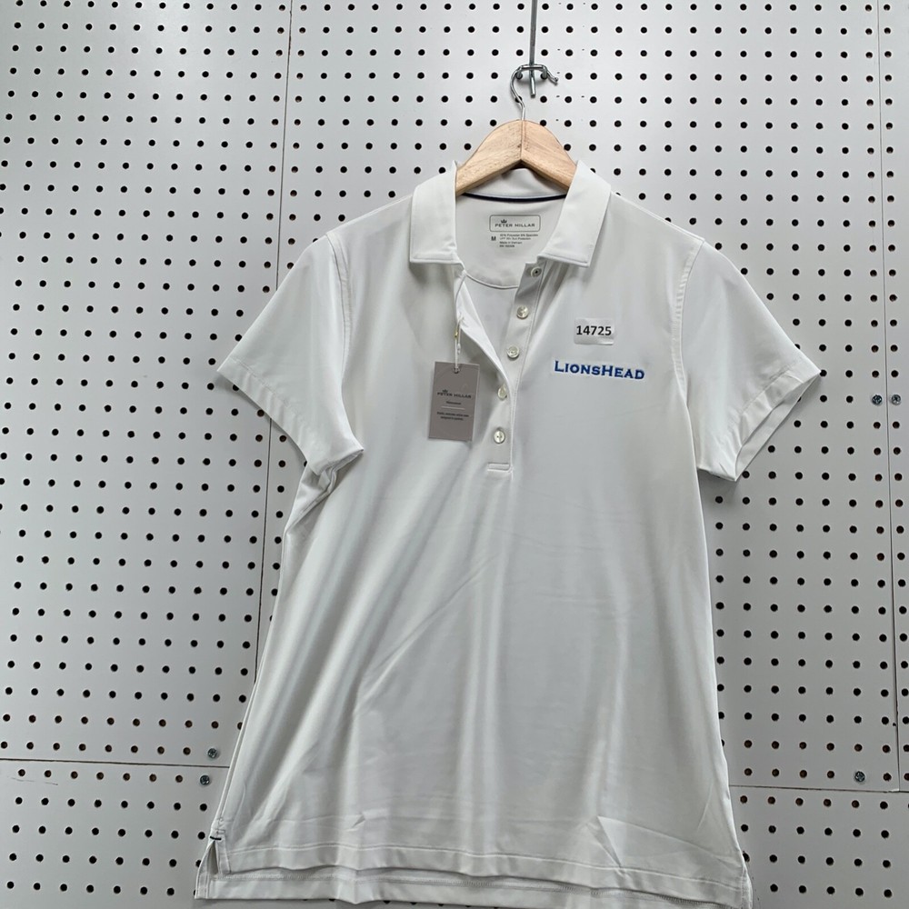 NEW Peter Millar Polo Shirt Womens M White UPF 50+ Sun Protection LIONSHEAD $75