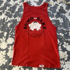 Vtg 90s Crazy Shirts Honolulu Sumo Sake Tank Top Red Single Stitch Design 143 XS