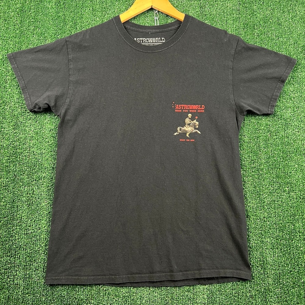 Astroworld T-Shirt Mens M Black Wish You Were Here Skeleton Horse Travis Scott