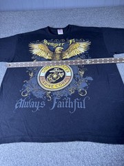 US Marine Corps Semper Fi Shirt Mens XL Black Bayside Always Faithful Tee