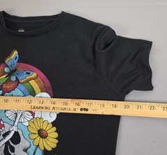 Aeropostale Black S/S Tee Small Gnome Skulls Mushrooms Butterfly Flower Hippie