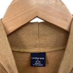 Lands’ End Mens M 38-40 Mock Neck Shirt Brown Cotton Long Sleeve Casual