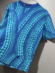 Louis Vuitton L Size Kusama All Over Pumpkin T Shirt Green Blue Cotton Tee