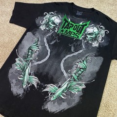 Vintage Tapout MPS Shirt Mens L Black Green Foil Skull Snake MMA UFC Fight Y2K