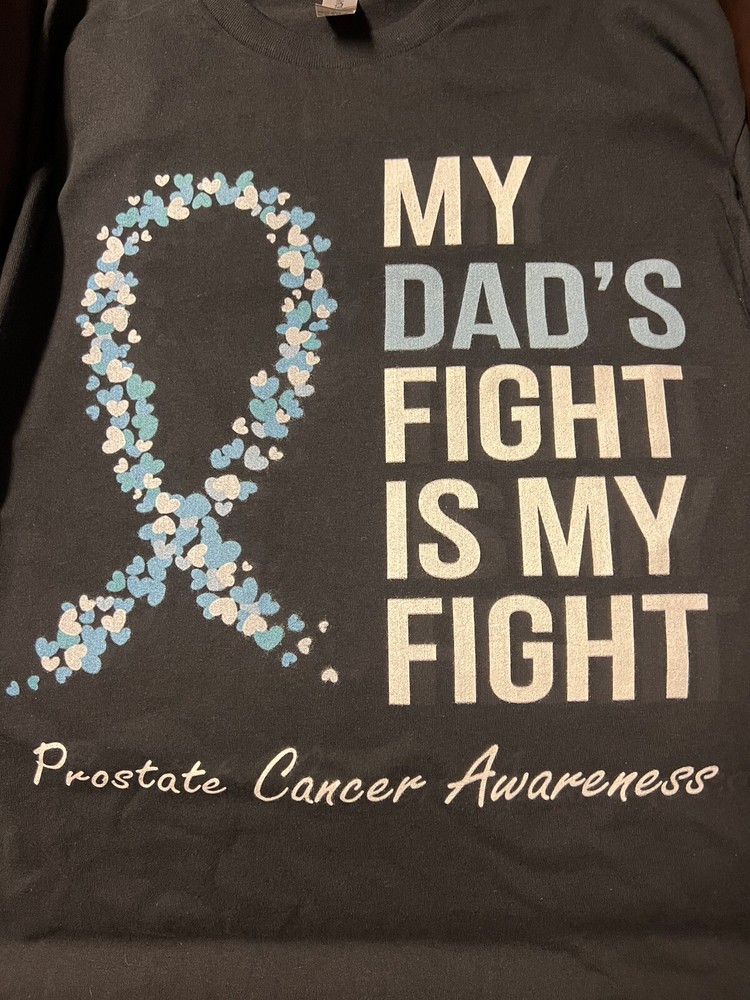 Size Large Prostate Cancer Awareness Light Blue Ribbon Dad Survivor T-Shirt