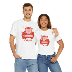 Road Duel T-Shirt, Car vs Killer Truck Vintage Road Chase Tee for Cult Film Fans