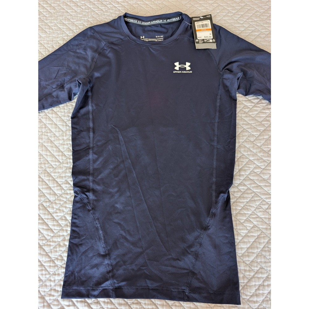 NWT Under Armour Heatgear Men’s Small Navy Compression Long Sleeve Shirt (0917)