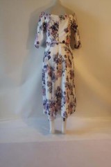 *Womens Veromia Occasions White Purple Off Shoulder Floral Maxi Dress 12