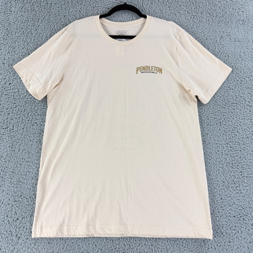 Pendleton Woolen Mills Mens Large Ivory Graphic Short Sleeve Crew Neck Tee Top