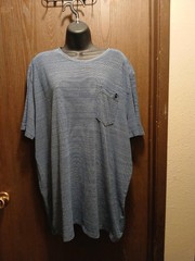 Unbranded Unisex XXL Pocket T-Shirt Blue Stripe Long Length (INV205)