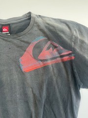 Vintage Quicksilver T-Shirt Surf Logo Black Size XL Faded Shabby Looking