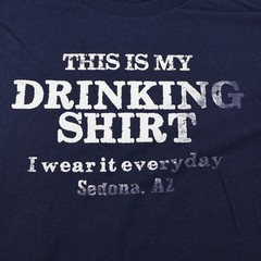 Gildan Mens Large Drinking Shirt Graphic Tee Navy (see photo for flaw)