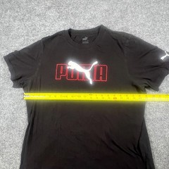 Puma T Shirt Men Large Black Cotton Logo Print Crew Neck Straight Hem Streetwear