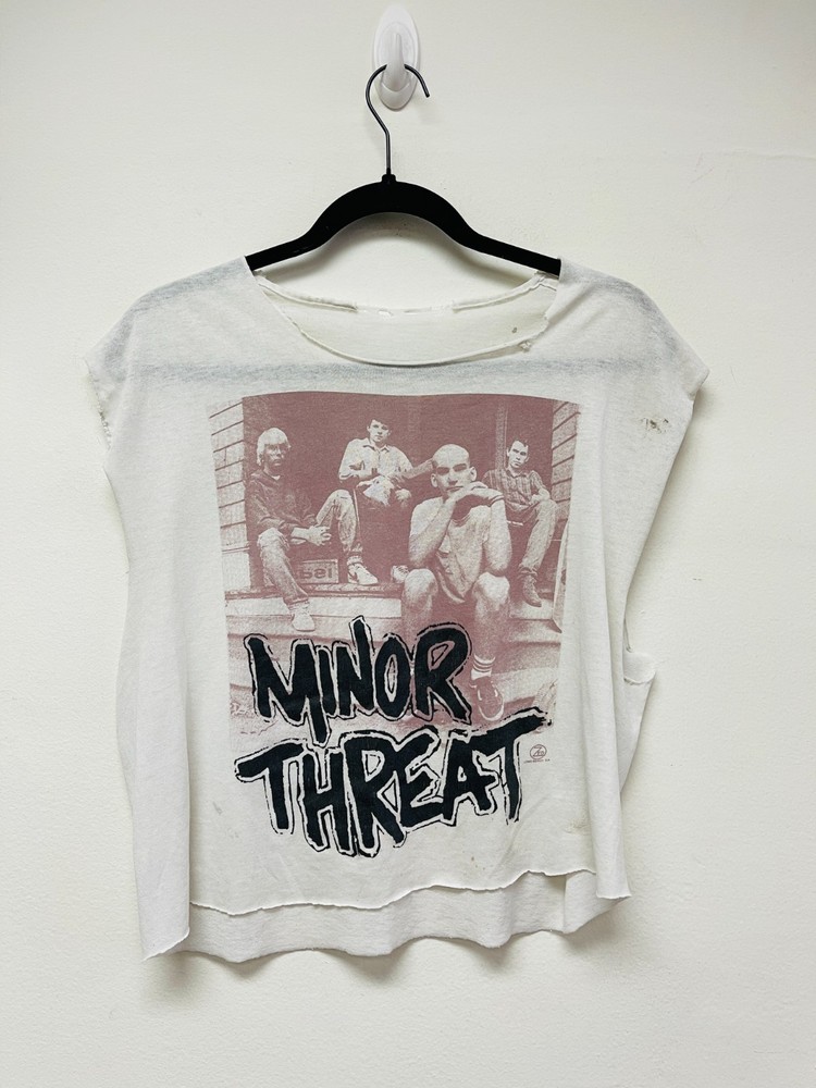 Vintage Minor Threat T Shirt 80s 1980s Zed Long Beach Sz S/M Thrashed