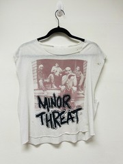 Vintage Minor Threat T Shirt 80s 1980s Zed Long Beach Sz S/M Thrashed