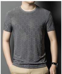 New Fashion Trend Ice Silk Breathable Summer Short Sleeve Luxury Men T-Shirt