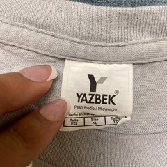 Yazbek T-Shirt Mens XL Light Gray Graphic Print Crew Neck Short Sleeve Casual