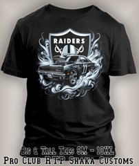 Raiders Football Muscle Car Tee Shirt Vintage Graphic Sports Fan Apparel
