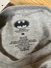 DC Comic Batman T Shirt Mens (M) Gray Logo Superhero Short Sleeve Medium Tee Top