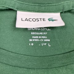 Lacoste Regular Fit T-Shirt Men L Green Pima Cotton Crew Neck Logo Lightweight