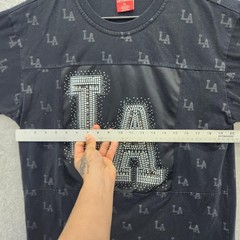 Victorious Shirt Mens XL Black LA Los Angeles Rhinestone All Over Print Tee