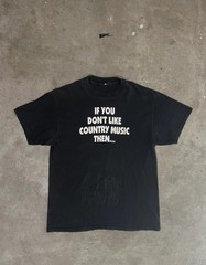 2000’s COUNTRY MUSIC REVERSIBLE T-SHIRT L BLACK WHITE PRINT DOUBLE SIDED USED