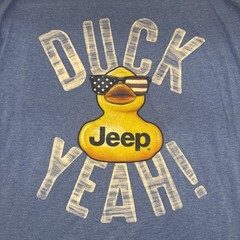 Jeep Duck Yeah Graphic T-Shirt XL Blue Jedco Soft Tee USA Flag Duck