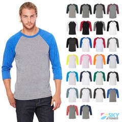 Bella Canvas TriBlend Raglan 3/4 Sleeve Baseball Soft Blend Jersey T-Shirt 3200