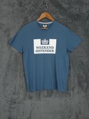 Weekend Offender T Shirt Mens Medium Blue Casuals Terraces Spell Out Football WO