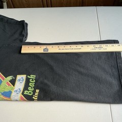 VTG Retro T-Shirt Black Sh Sl Preppy Logo MYRTLE BEACH S. Carolina Palm Tree LG