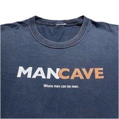 Vintage Y2K Man Cave Funny Graphic T Shirt Mens L Man Laws Back Print